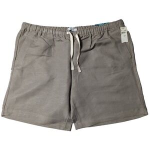 CUBAVERA Men XL Timber Wolf LINEN Viscose Blend Pull-On Drawstring Shorts NEW